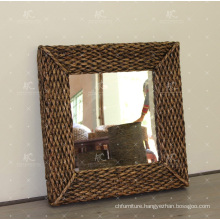 Classic Natural Water Hyacinth Mirror Frame Wicker Furniture